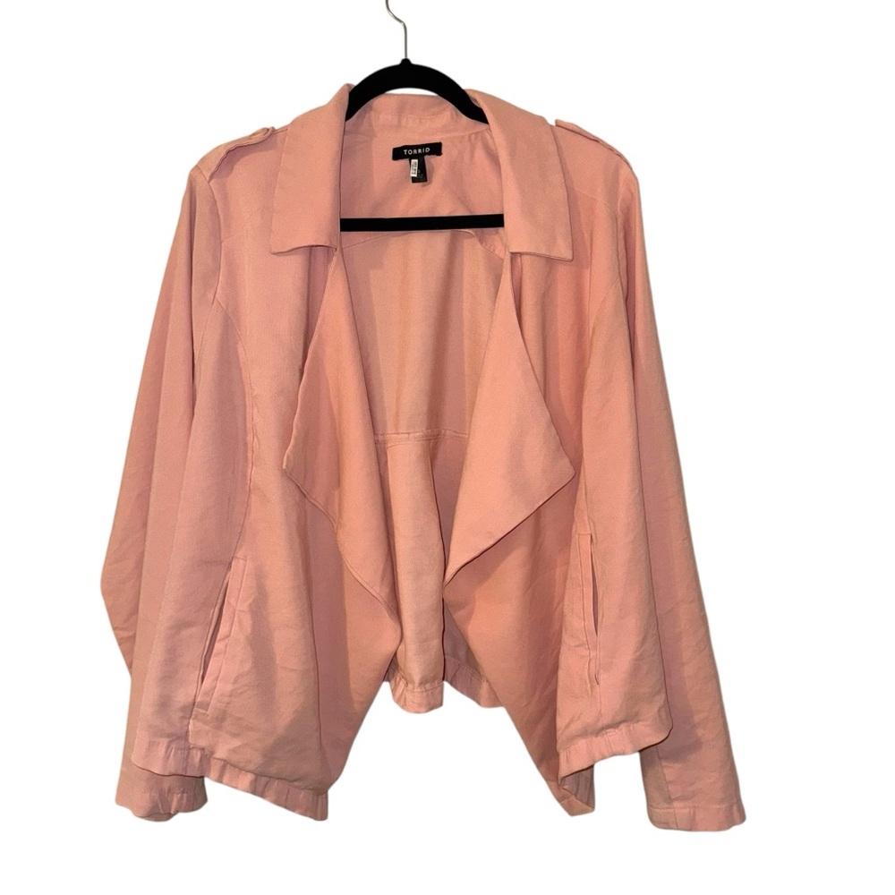 Torrid  Drape Front Open Blazer jacket Moto pink 3x